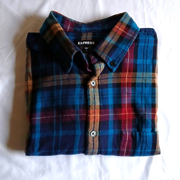 Express Plaid Flannel Shirt - Picture 3 of 4